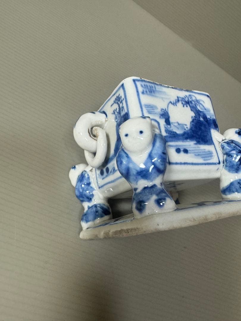 2131  骨董　『大明成化年製』銘　五童戯亀文香炉　時代物