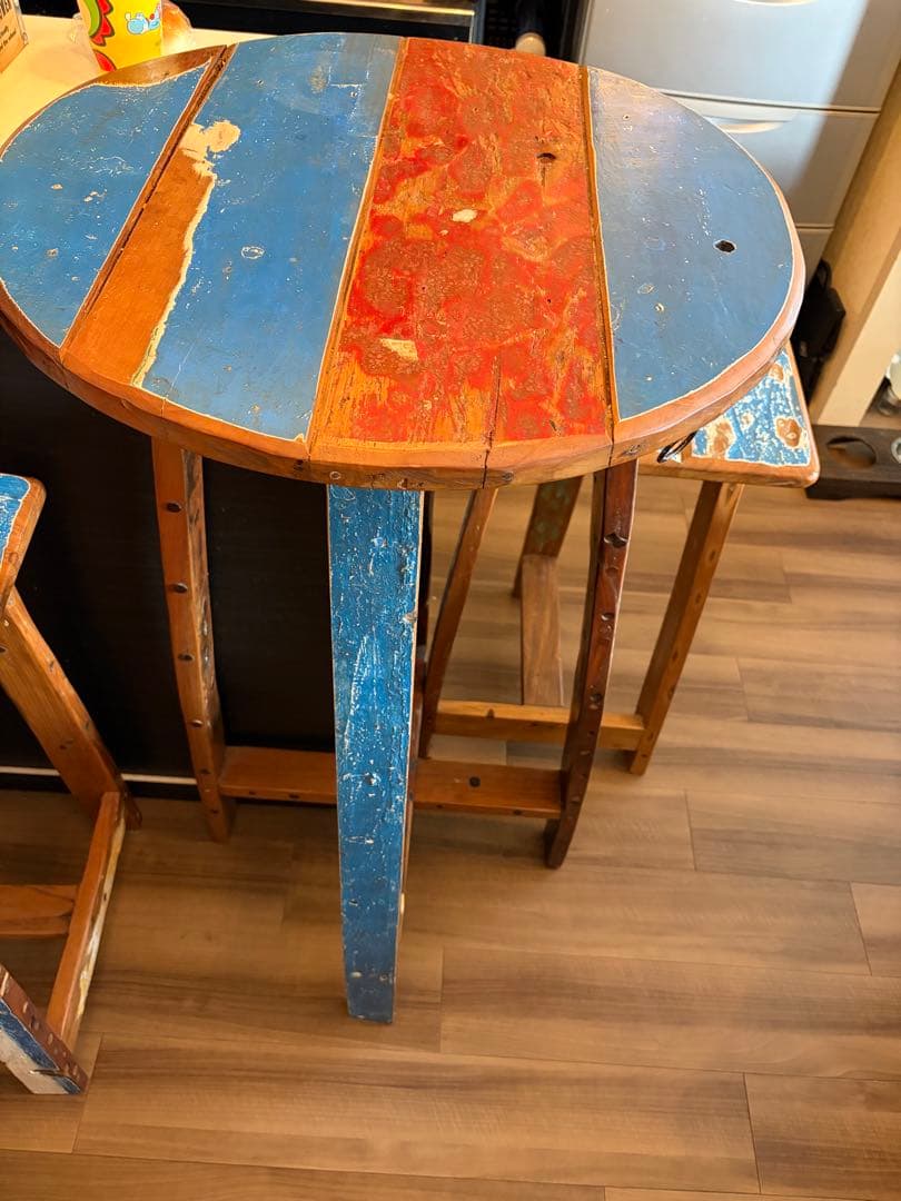 ヴィンテージ風 アジアン家具⭐︎アンティークハイテーブル&チェアセット