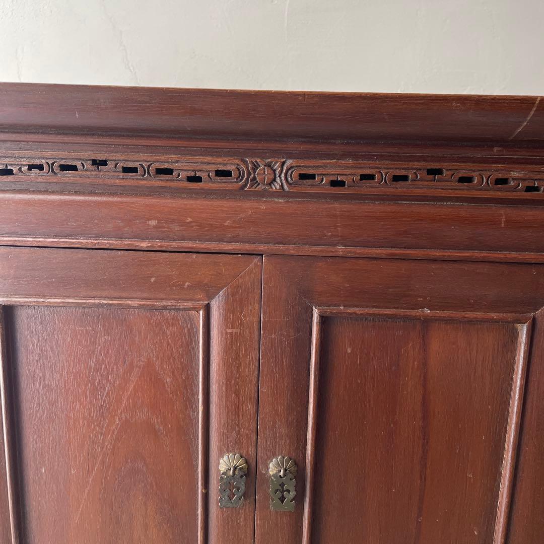 木製　唐木家具　キャビネット　カップボード　ヴィンテージ　李朝　両開き　棚