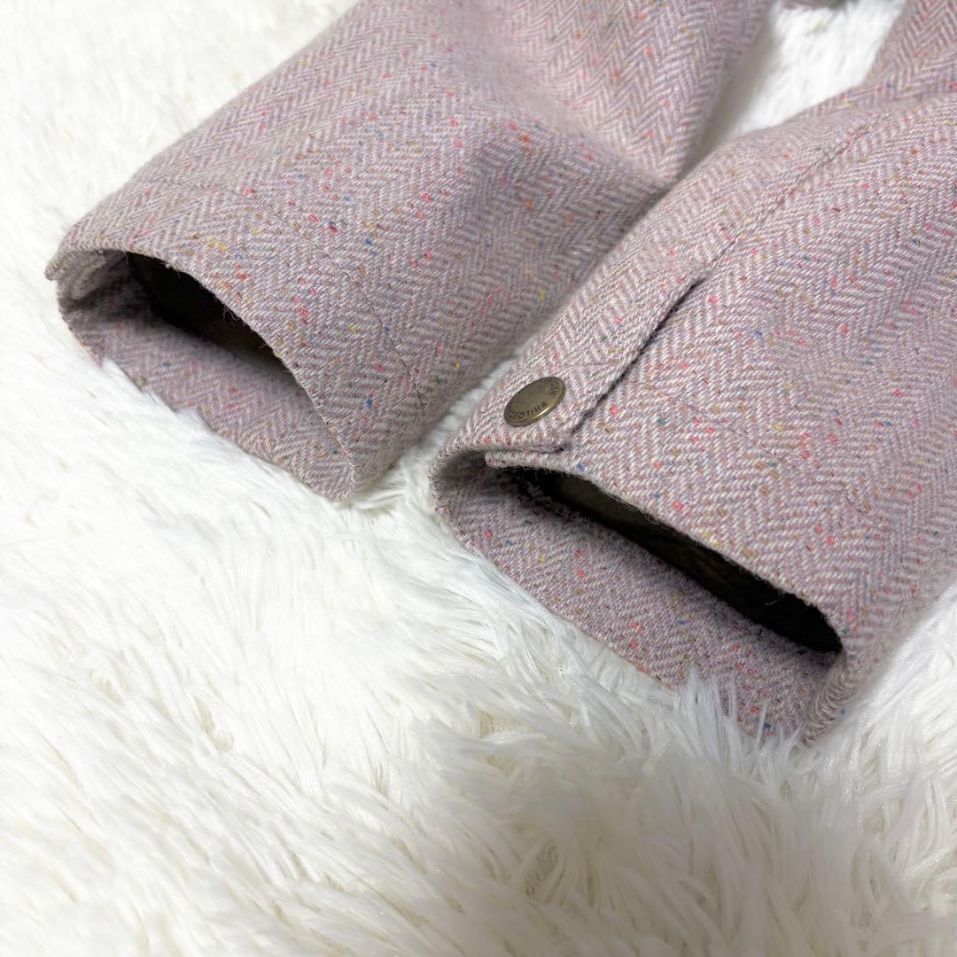 マッキントッシュフィロソフィー ゴム引き ウール コート ヘリンボーン ピンク