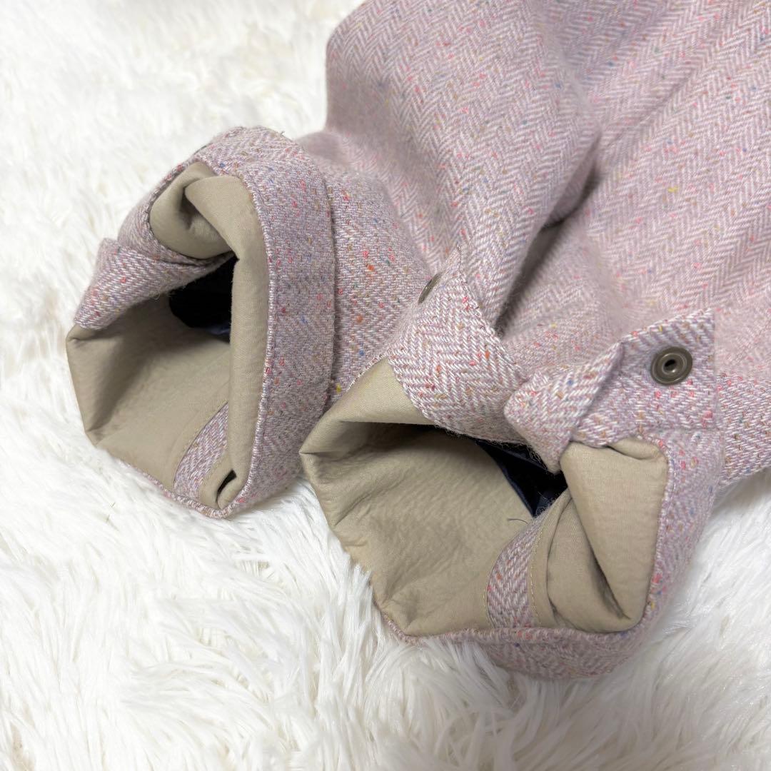 マッキントッシュフィロソフィー ゴム引き ウール コート ヘリンボーン ピンク