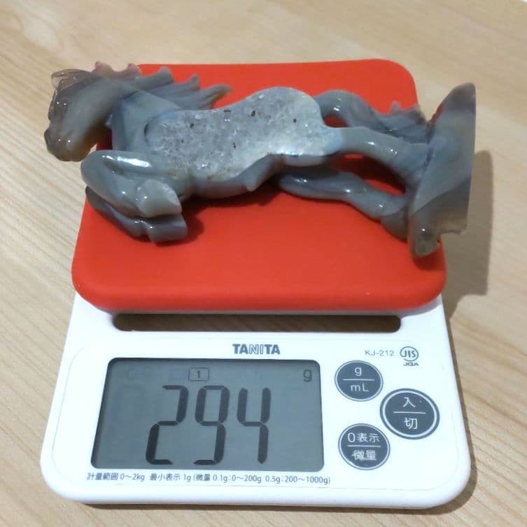瑪瑙 アゲート 馬 置物 木製台座付き
