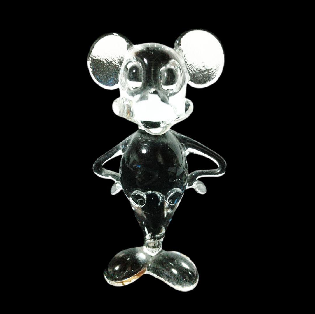 ミッキーマウス【Disney】ガラス製 置物 クリスタル インテリア