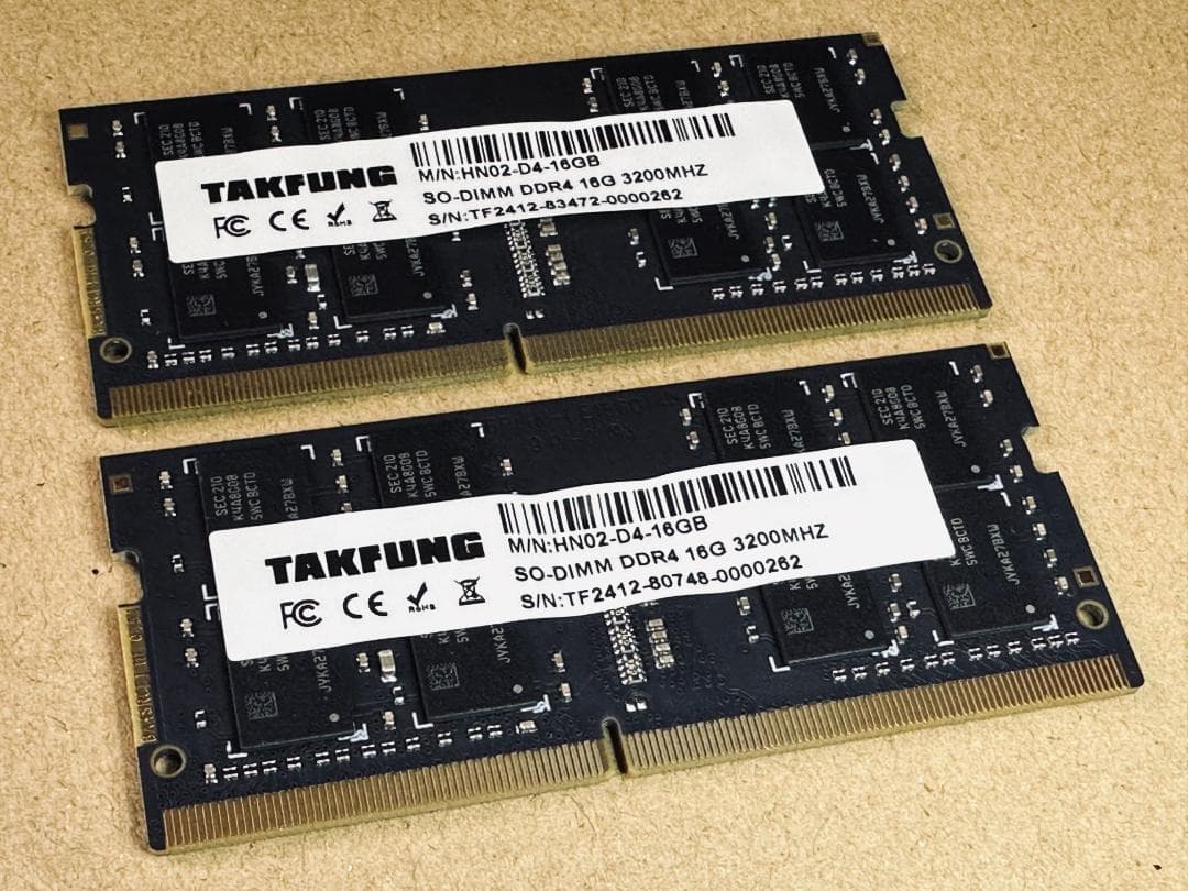【新品取外1】DDR4-3200 16GBx2枚 32GB SO-DIMMメモリ