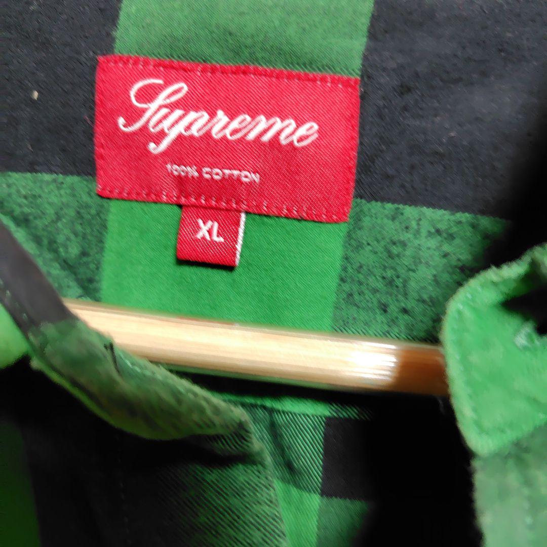 Supreme グリーンブラックチェックシャツ XL