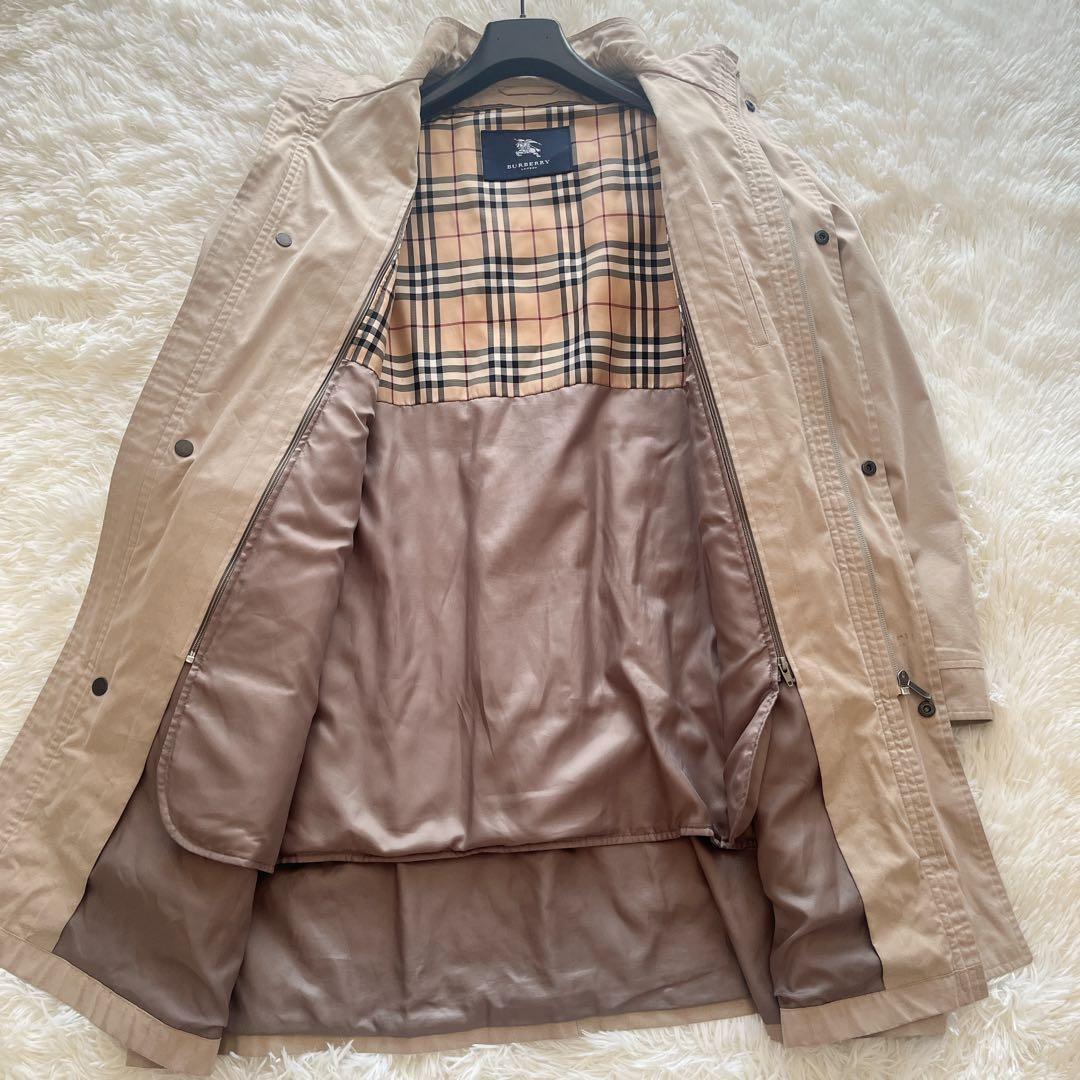 バーバリー　スタンドカラーコート　ノバチェック　ダウンライナー　ベージュ