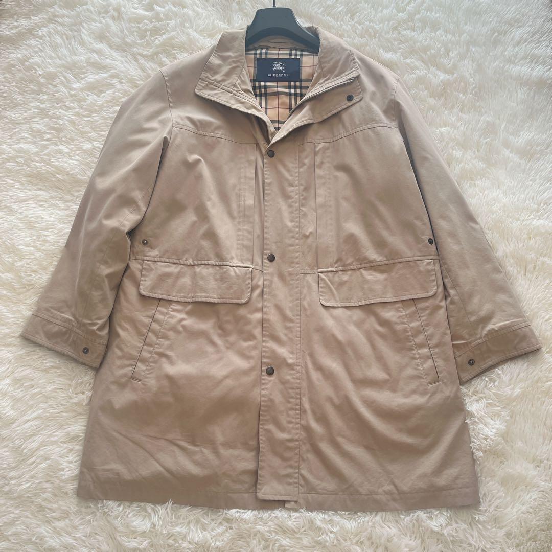 バーバリー　スタンドカラーコート　ノバチェック　ダウンライナー　ベージュ
