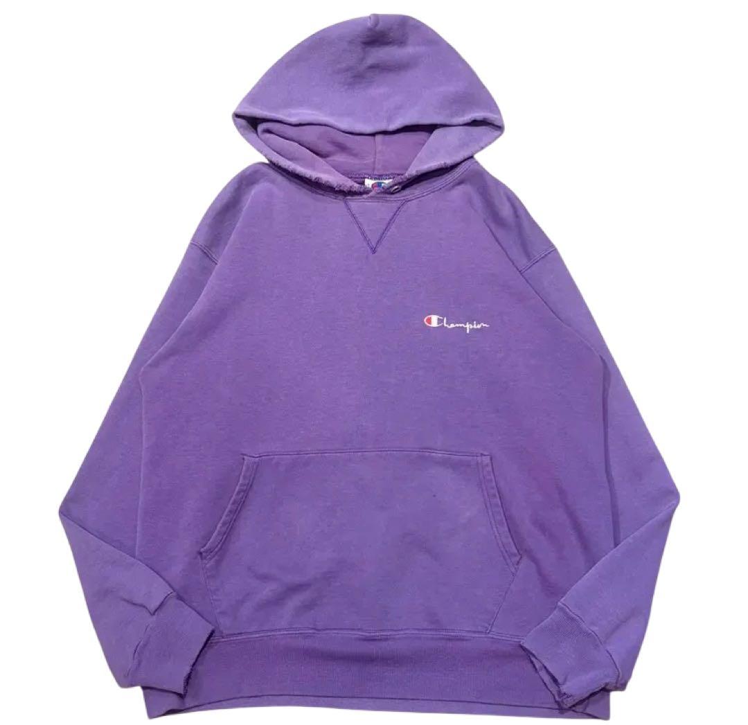 オールド 90s USA製 champion 前V スウェット フーディー 紫