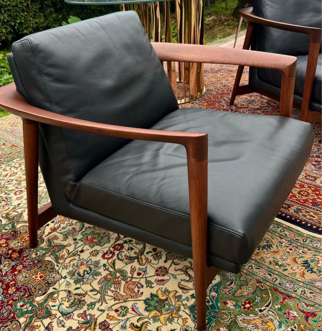 ぺこさん専用 アクタス HORSE SHOE 本革×マホガニー 高級1Pソファ