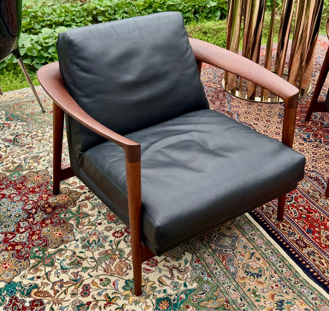 ぺこさん専用 アクタス HORSE SHOE 本革×マホガニー 高級1Pソファ