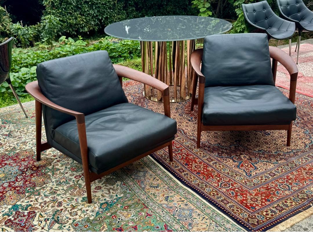 ぺこさん専用 アクタス HORSE SHOE 本革×マホガニー 高級1Pソファ