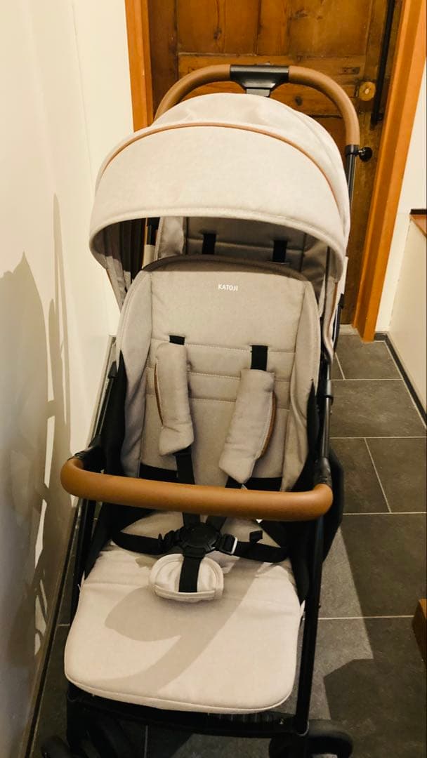 ベビーカー カトージ2SEATER NEXTベージュ レザー調ハンドル