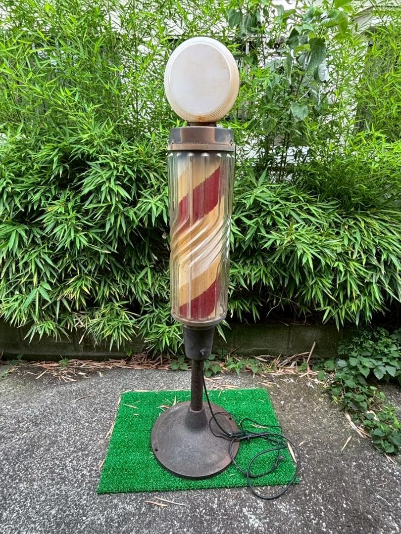 動作品　昭和レトロ　床屋　サインポール　回転灯　ヴィンテージ　オブジェ