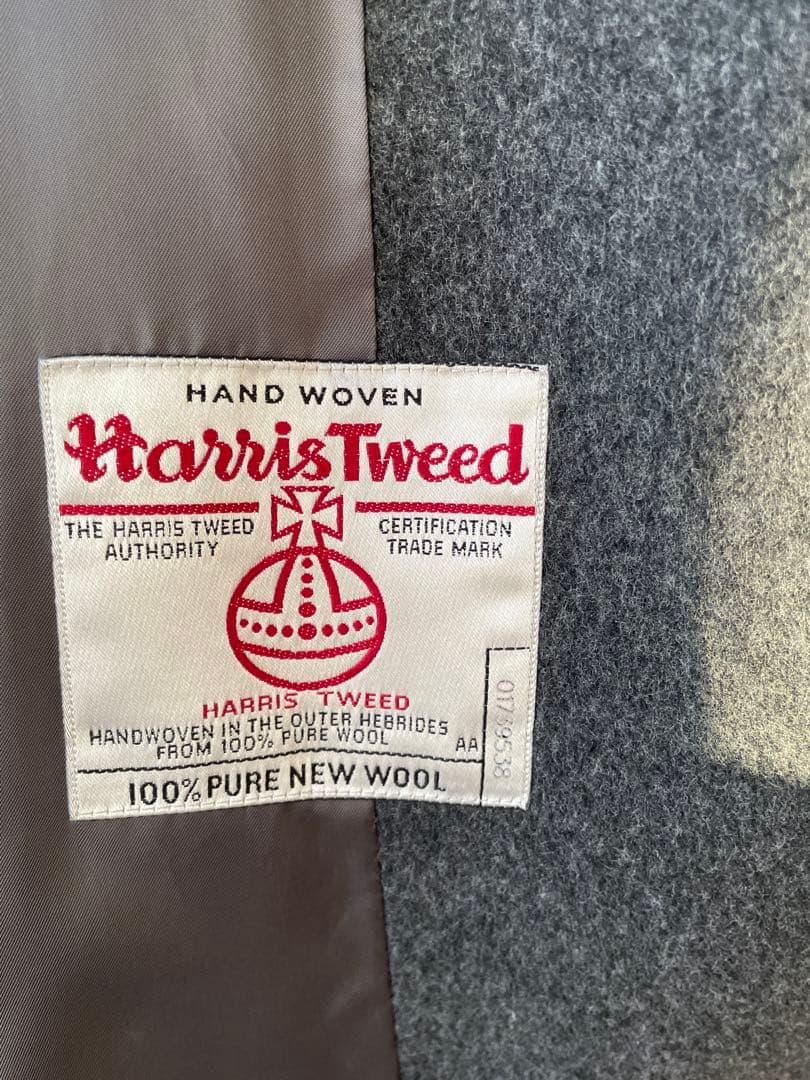 nesessaire ハリスツイードパッチワークコート　グレー