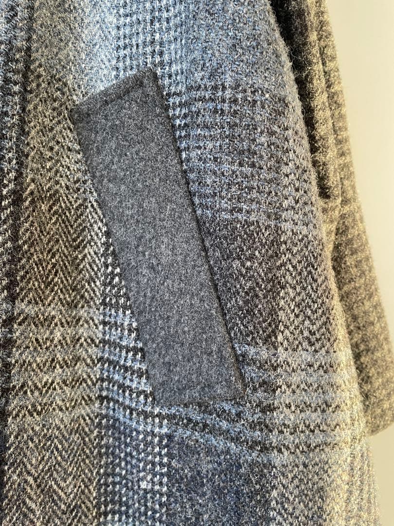 nesessaire ハリスツイードパッチワークコート　グレー
