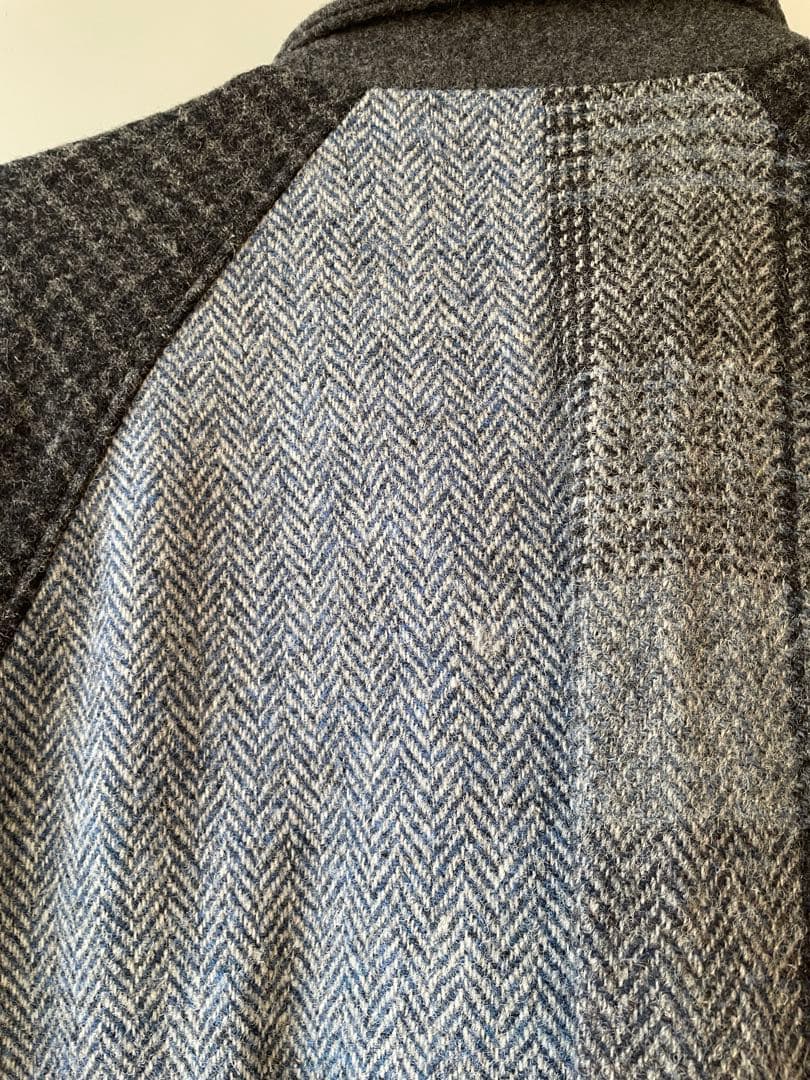 nesessaire ハリスツイードパッチワークコート　グレー