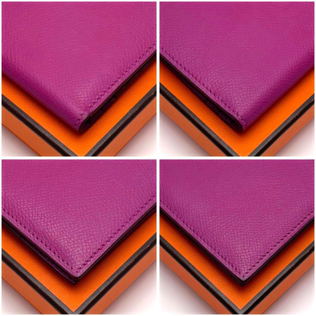 1点限り‼️HERMES エルメス べアン 紫 パープル 二つ折り 長財布