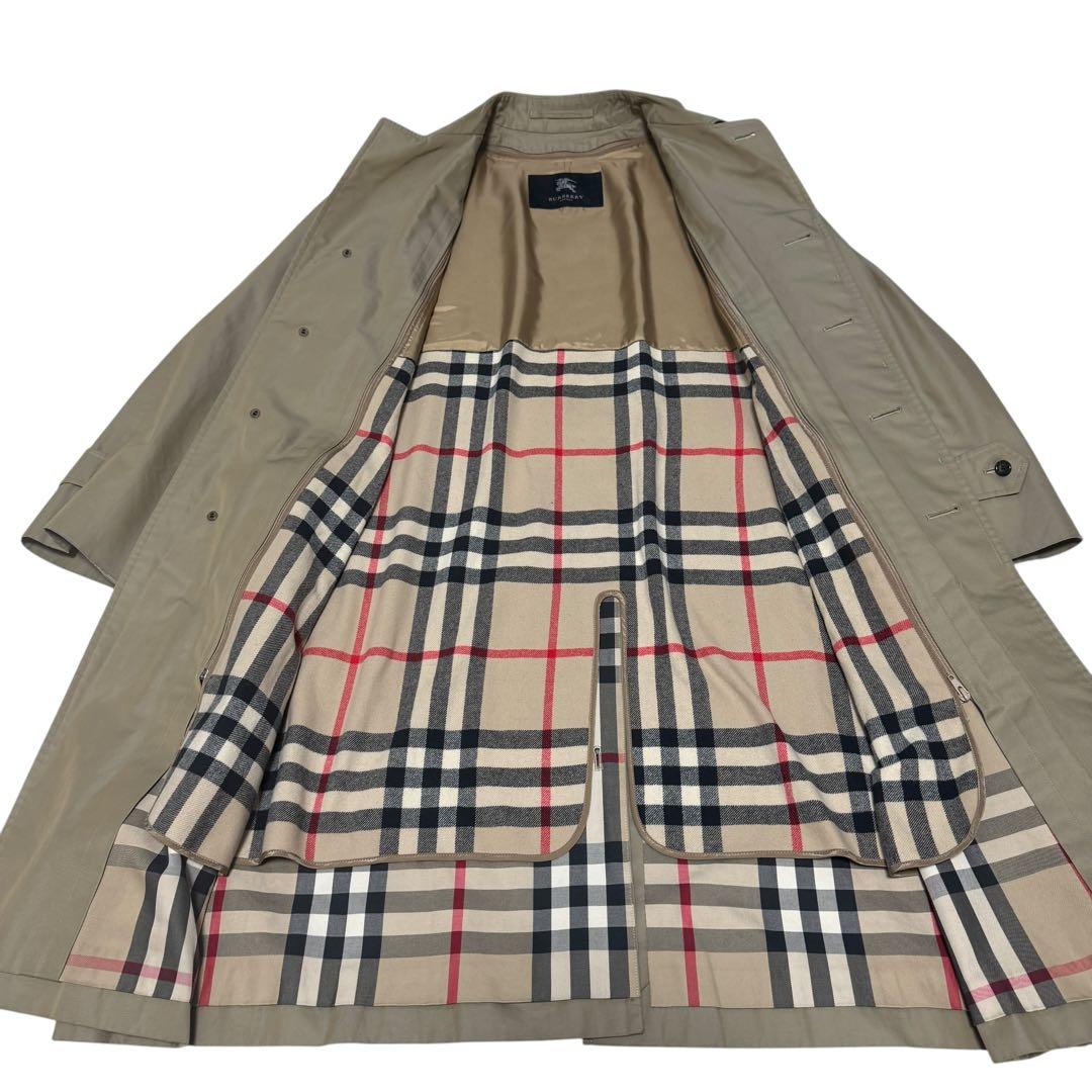 バーバリーロンドン　ステンカラーコート　カシミヤ　メガチェック　ライナー　玉蟲L