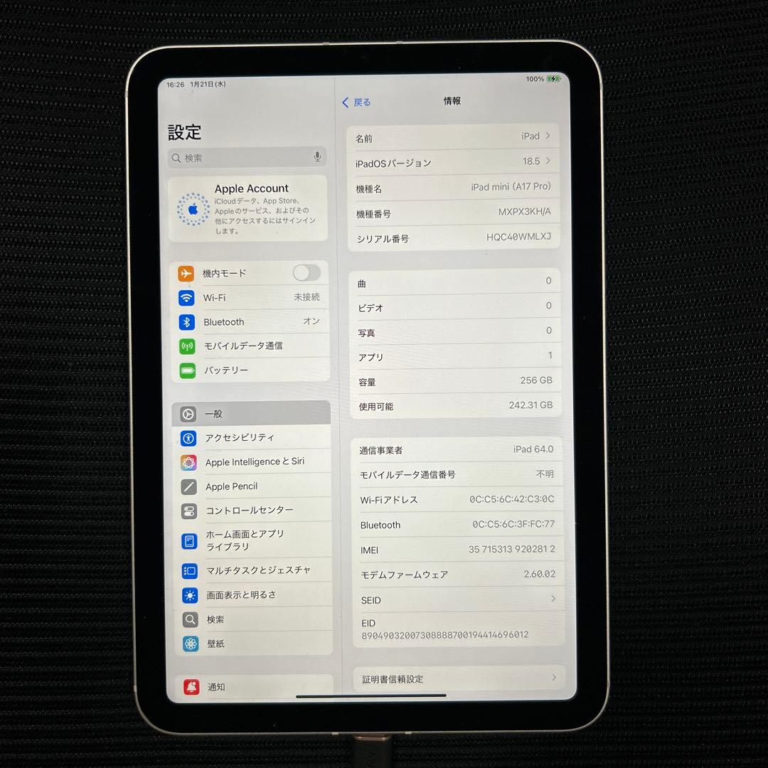 Apple iPad mini (第7世代) A17 Pro 256GB