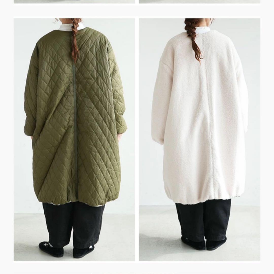 【年末年始セール】solamonat poche リバーシブルボアコート　カーキ