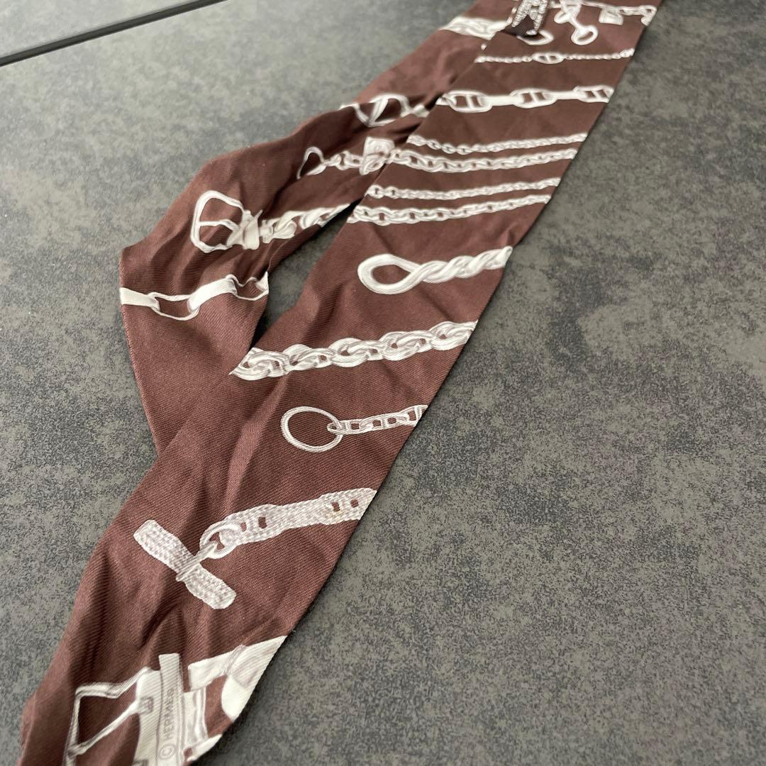エルメスHERMÈS 銀座正規店購入　シェーヌダンクル柄チェーン柄 ツイリー