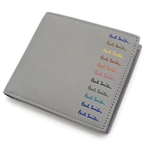 B06590 新品 Paul Smith マルチカラーロゴ 折り財布 グレー