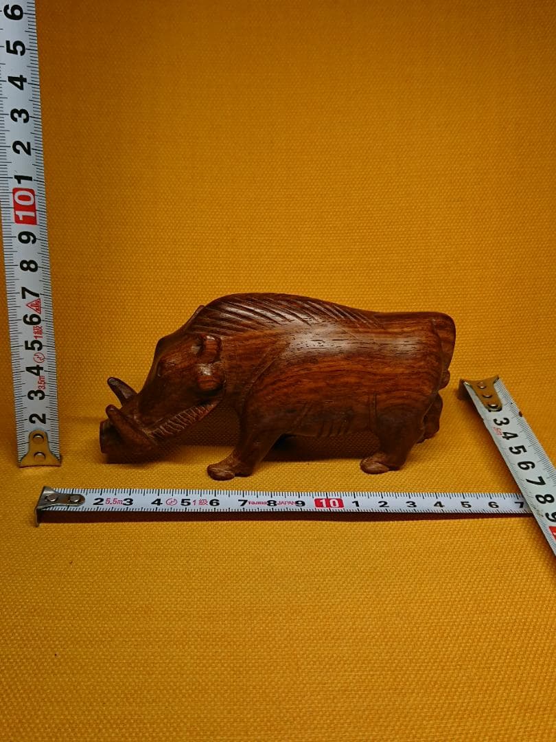 イノシシ　木彫　オブジェ　置物　インテリア　工芸品　美術品　A2803