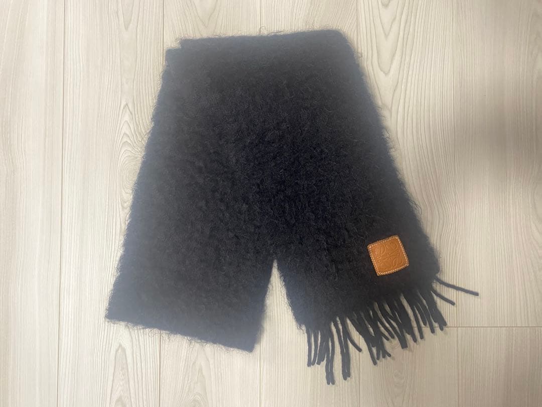 美品 LOEWE モヘヤウールマフラー アナグラムパッチ　ニット バッグ コート