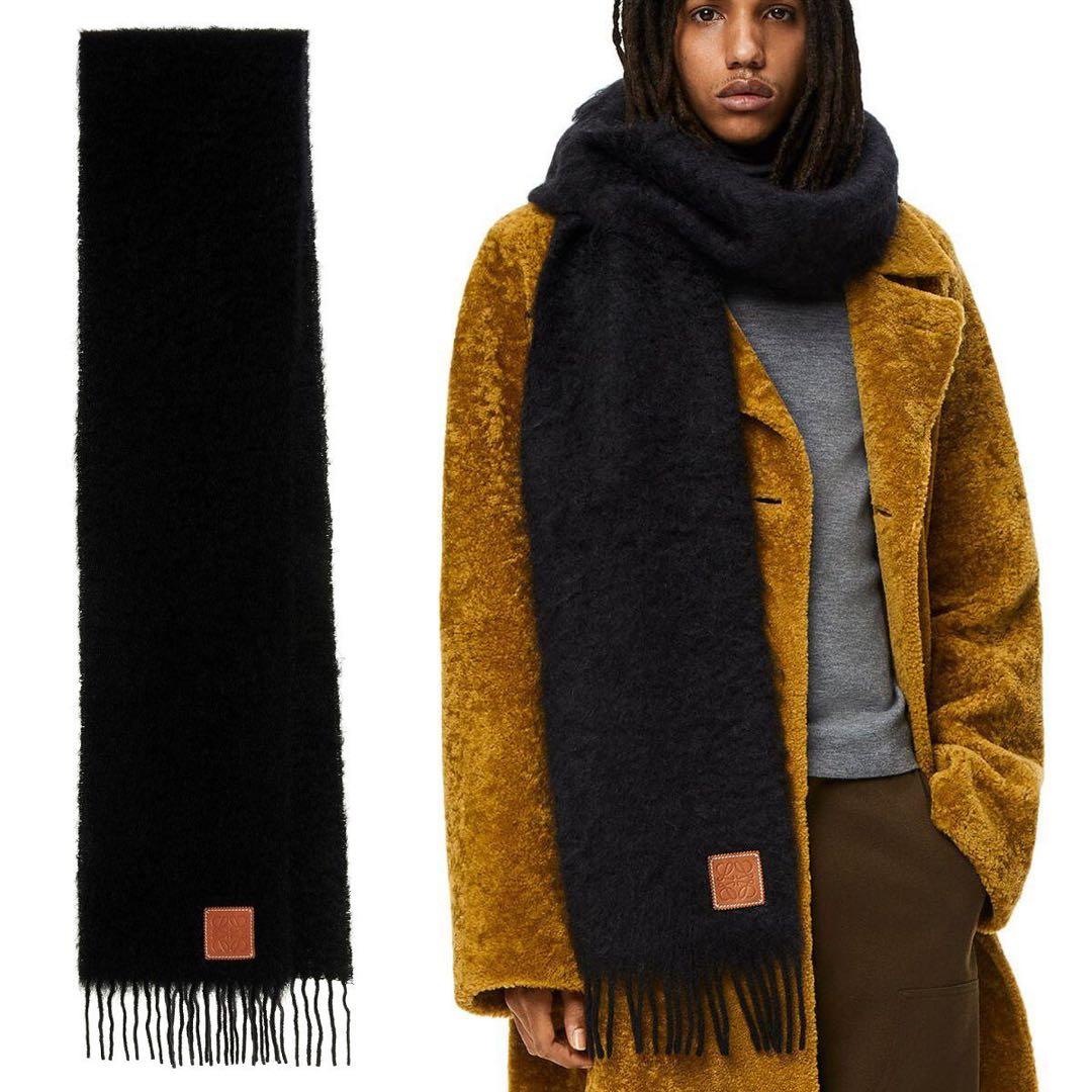 美品 LOEWE モヘヤウールマフラー アナグラムパッチ　ニット バッグ コート