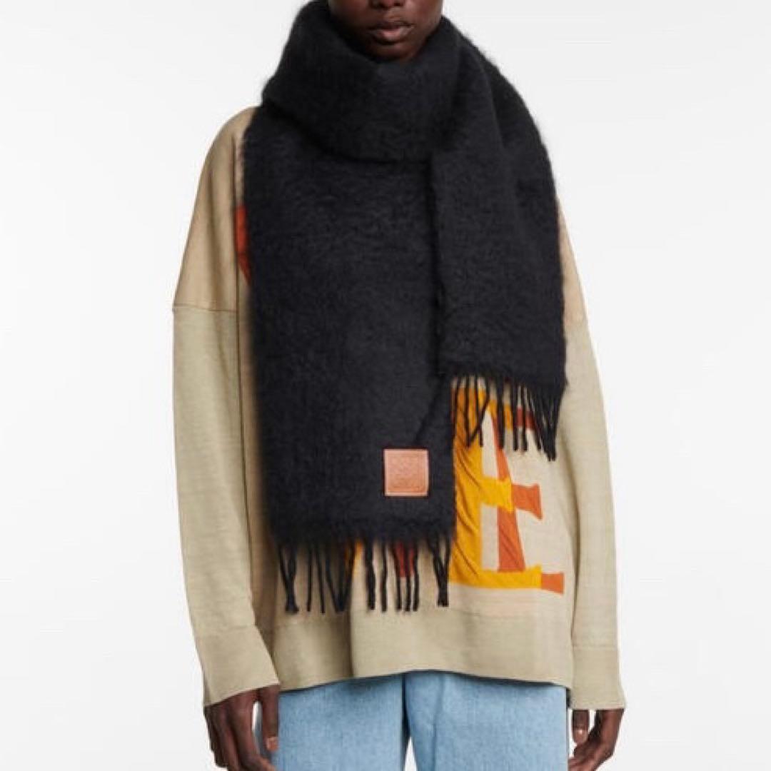 美品 LOEWE モヘヤウールマフラー アナグラムパッチ　ニット バッグ コート