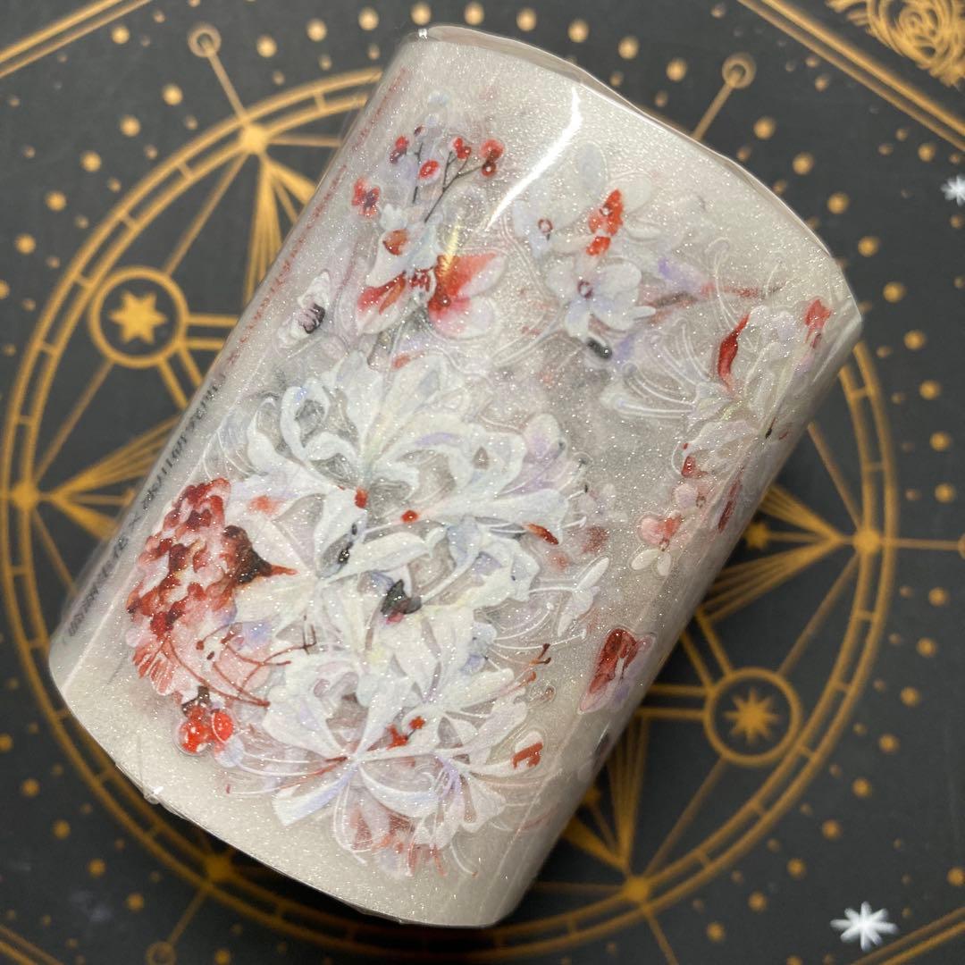 【9473】海外　5m巻　ラメ加工カッティングマスキングテープ　彼岸花　お花系