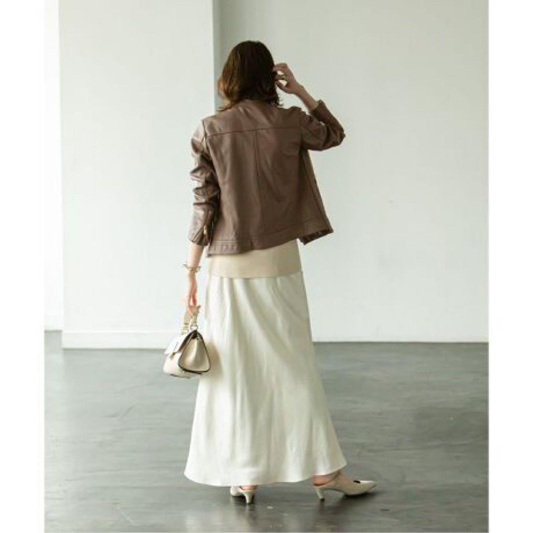 Noble ソフトラムレザーライダースブルゾン　ブラウン