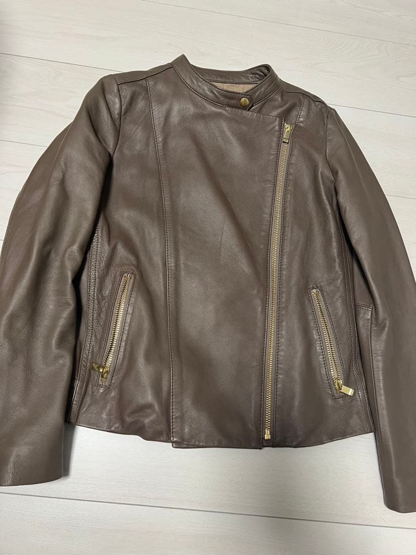 Noble ソフトラムレザーライダースブルゾン　ブラウン