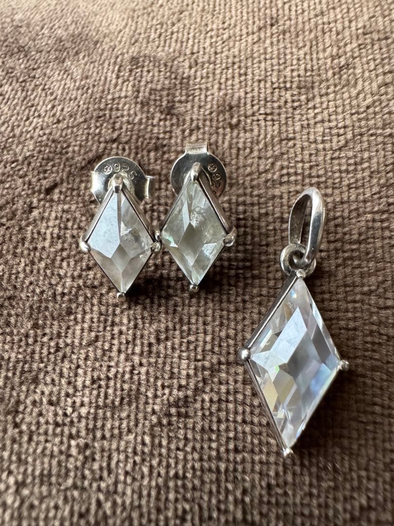 agete アガット シルバー 水晶 シェル ネックレスチャーム ピアス セット