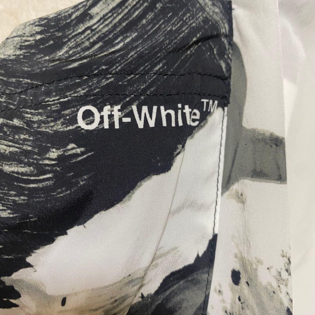 【新品】off-white ナイロンカーゴパンツ　ストーンウォッシュ柄　ブラック