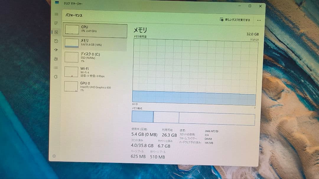 DDR4 16GBx2枚 32GB pc4-2666 動作確認済み ①