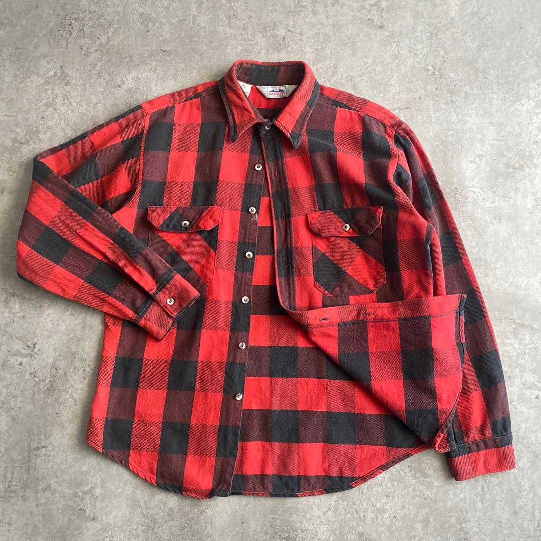 80s DAKOTA FIVE BROTHER ネルシャツ USA製 赤×黒 L