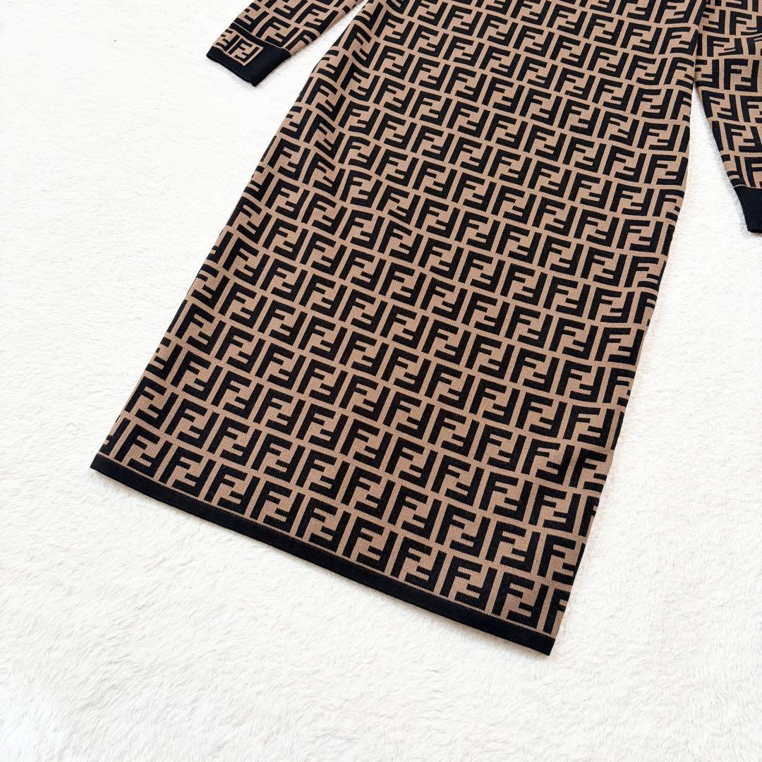 【美品】FENDI フェンディ ニットワンピース ズッカ柄 長袖 36