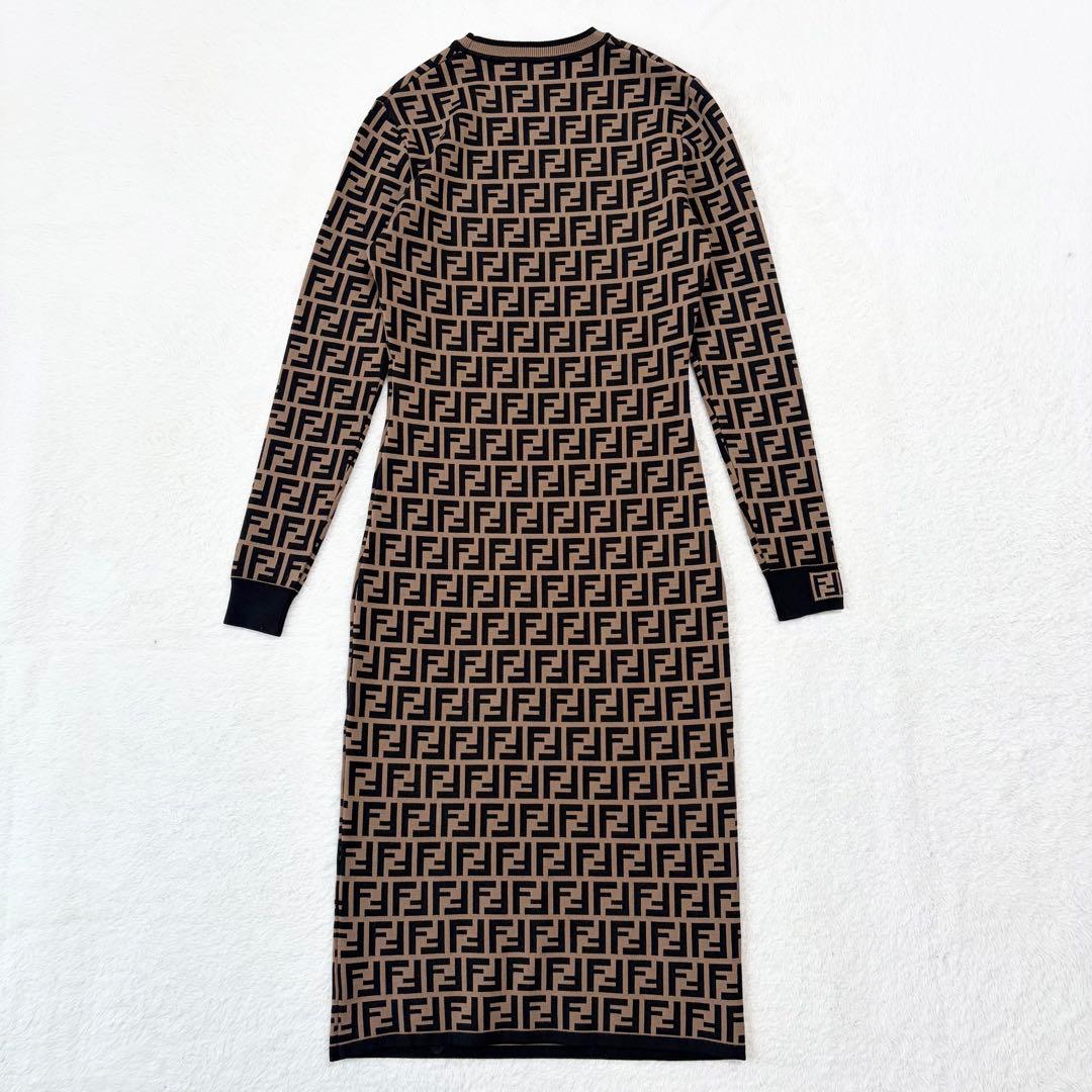 【美品】FENDI フェンディ ニットワンピース ズッカ柄 長袖 36