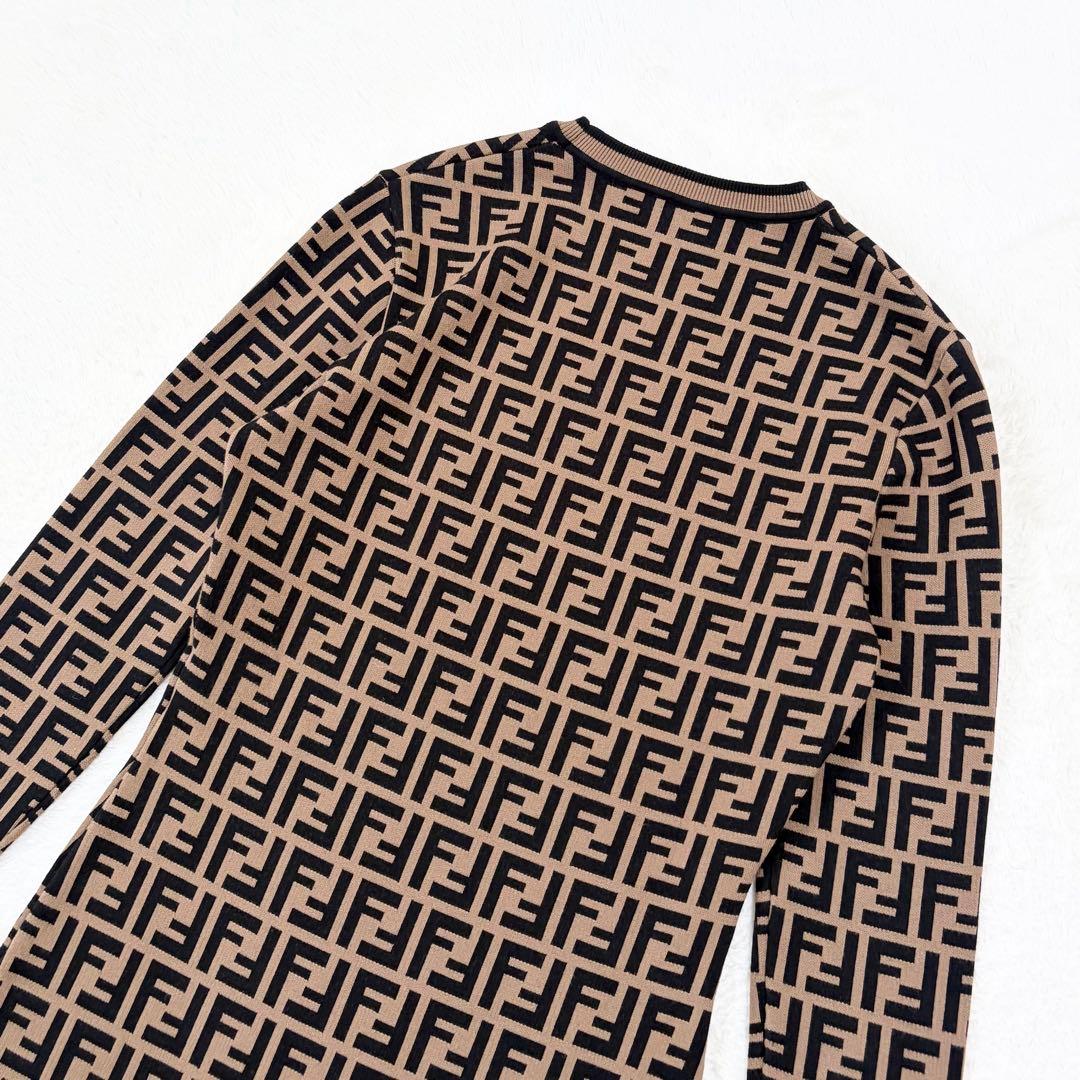 【美品】FENDI フェンディ ニットワンピース ズッカ柄 長袖 36