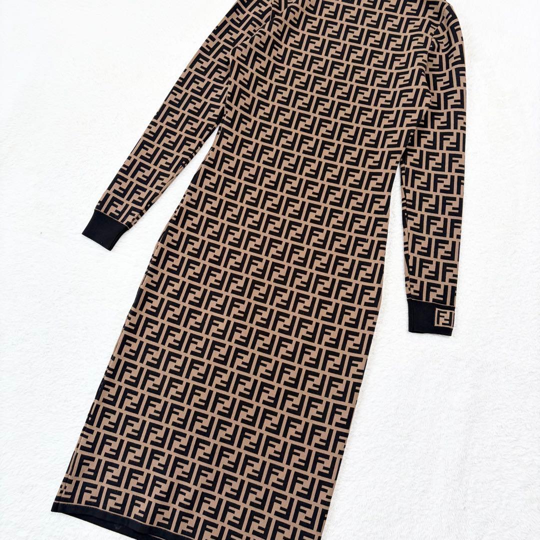 【美品】FENDI フェンディ ニットワンピース ズッカ柄 長袖 36