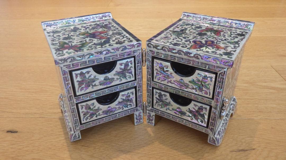 【9800円→8500円】韓国伝統工芸品 双子宝石箱 螺鈿細工ジュエリーボックス