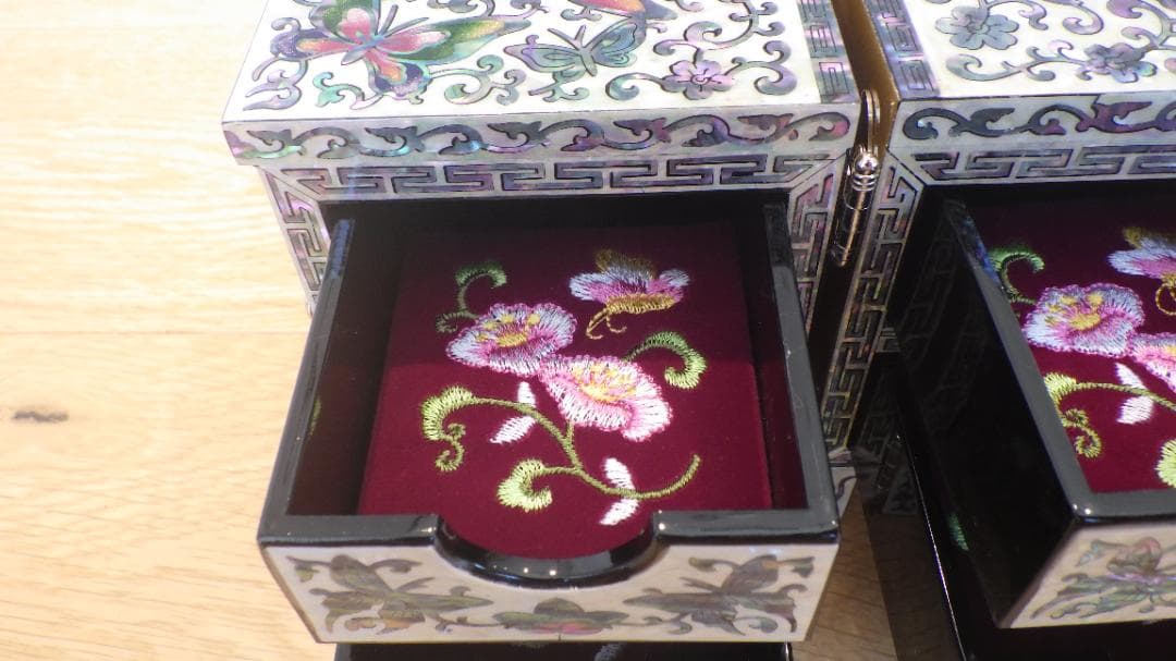 【9800円→8500円】韓国伝統工芸品 双子宝石箱 螺鈿細工ジュエリーボックス