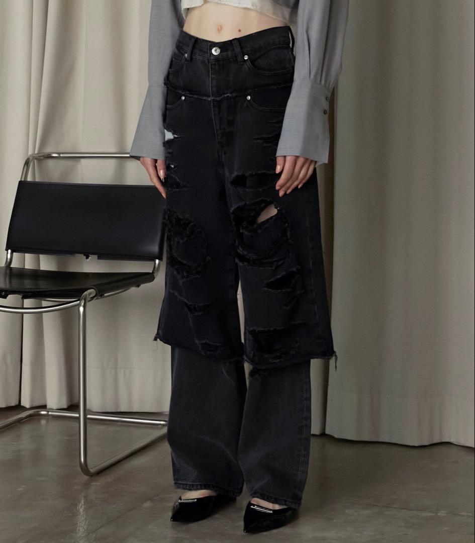 prank project バイカラーダブルクラッシュデニム