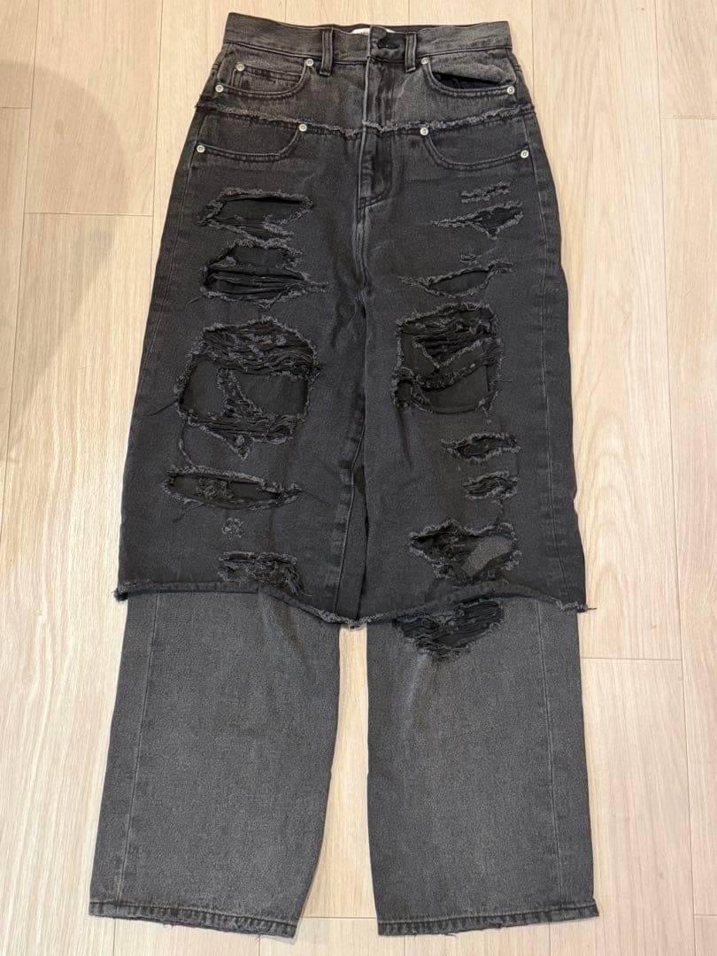 prank project バイカラーダブルクラッシュデニム