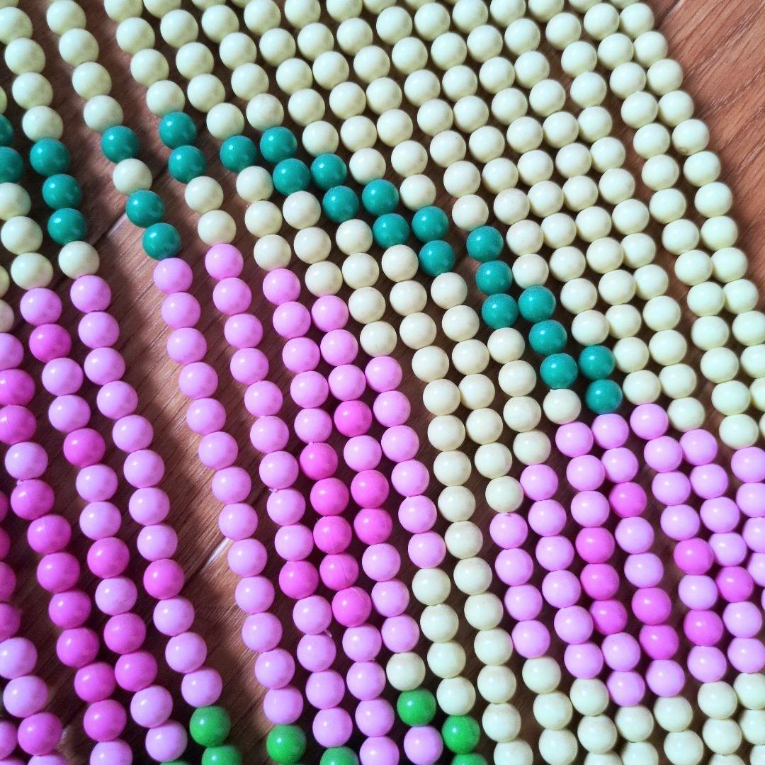 昭和レトロ 珠のれん 珠暖簾 花柄 のれん ハンドメイド レトロポップ 玉のれん