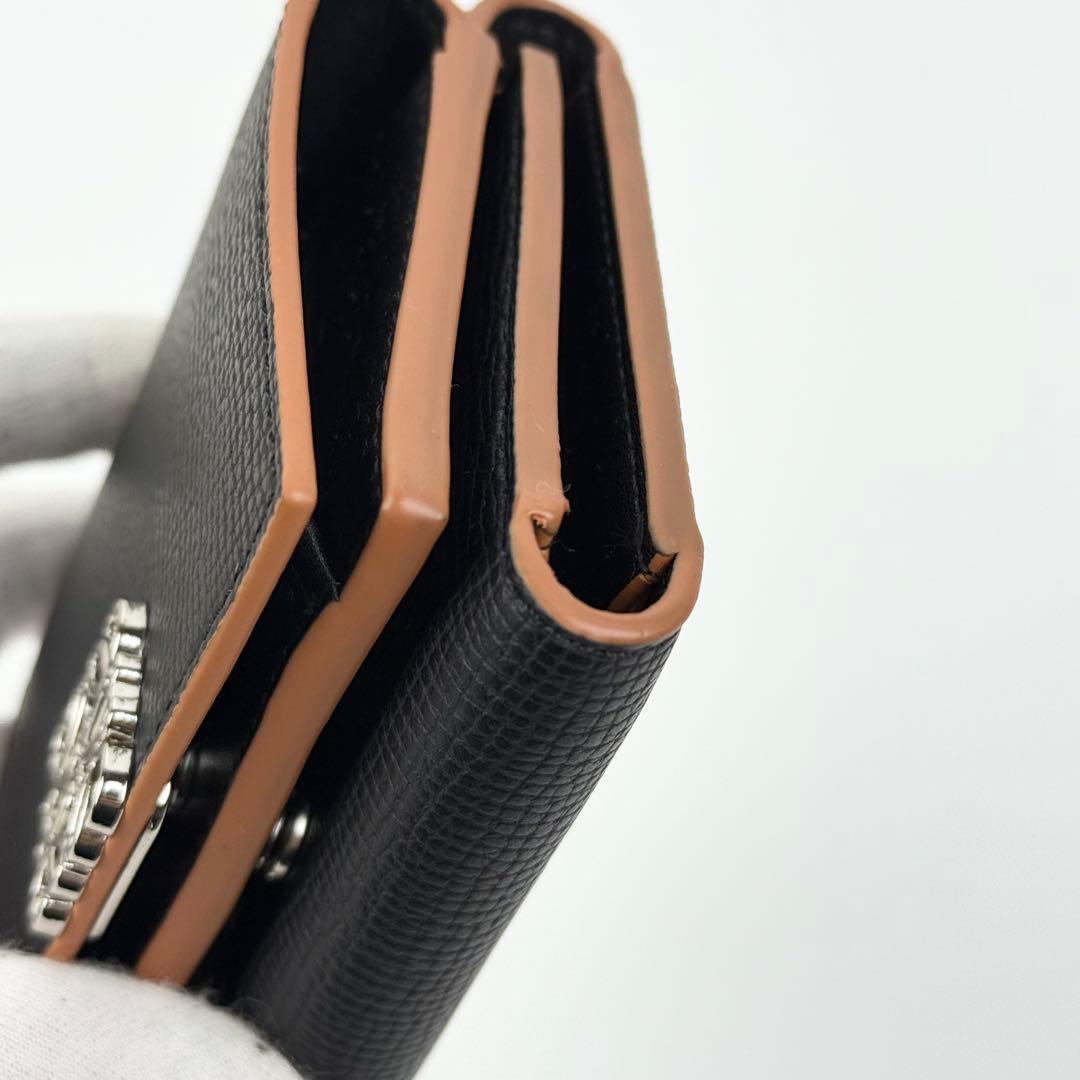 【美品】LOEWE アナグラム トライフォールド レザー ウォレット ブラック