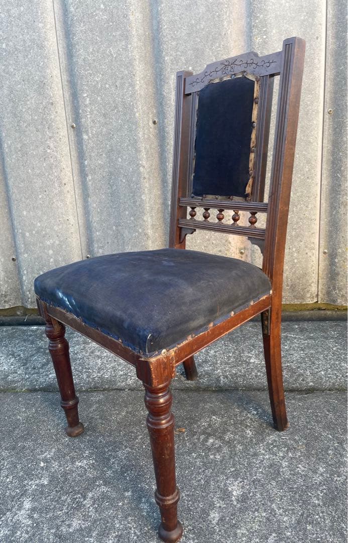 アンティーク/英国/イギリス製/サロンチェア/ダイニングチェア/椅子/ベロア