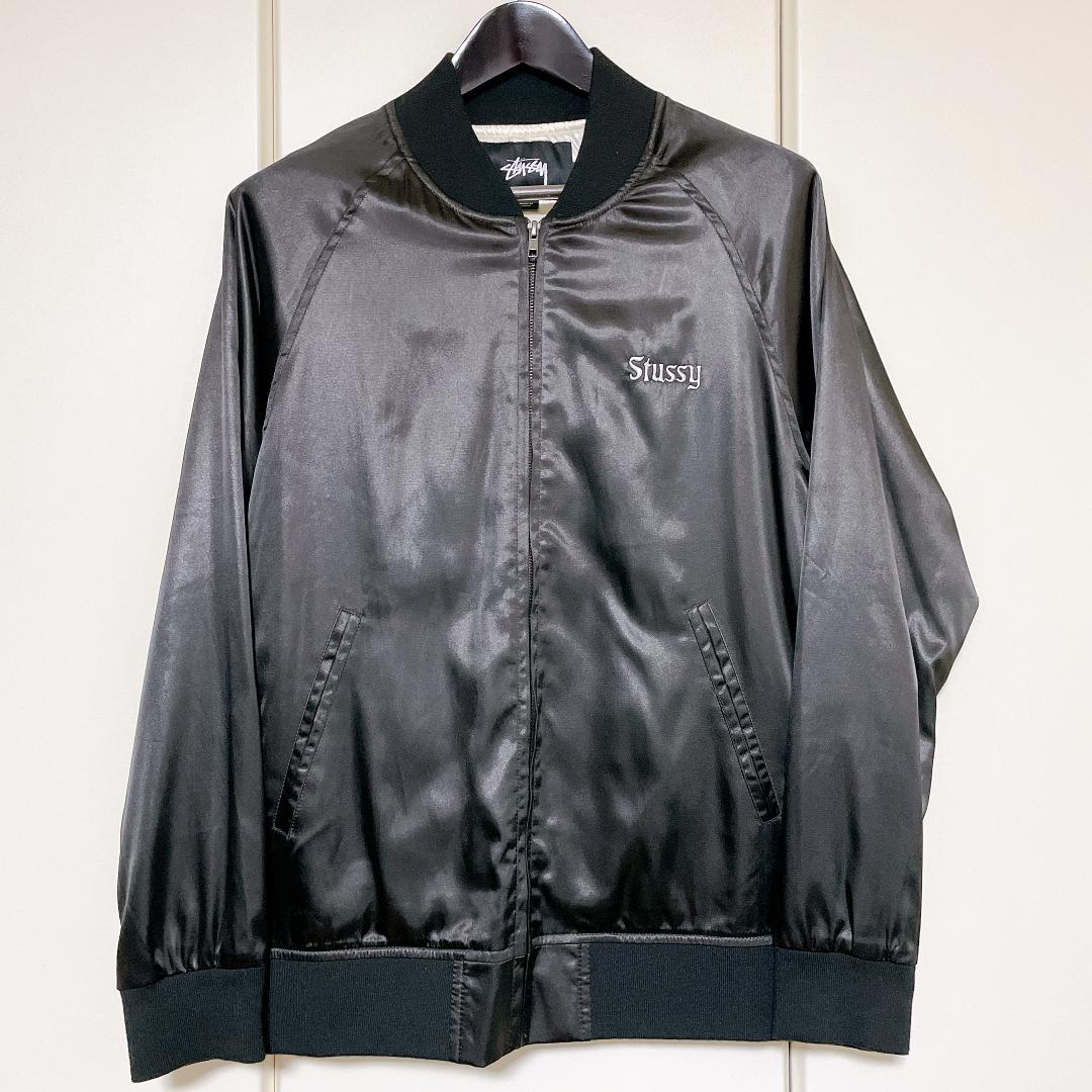 【希少】STUSSY California Satin Jacket Black