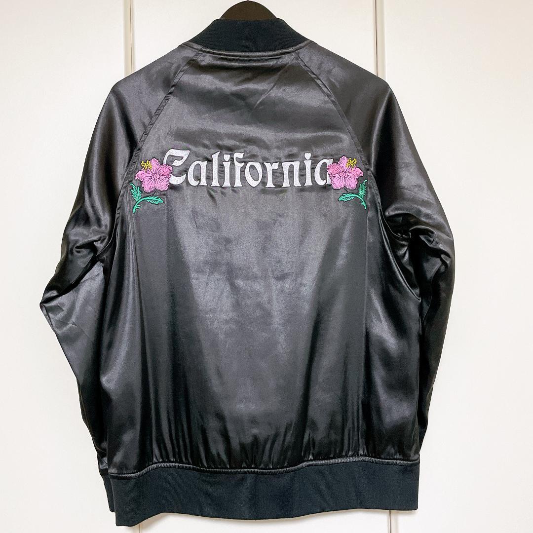 【希少】STUSSY California Satin Jacket Black